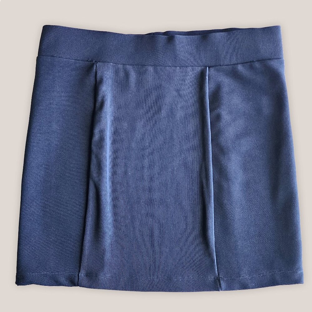 FOREVER 21 Vintage Navy Blue Ribbed Bodycon Mini Skirt | Stretchy Slip On